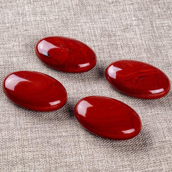 Quality Oval Red Jasper Palm Stone Jasper Worry Stone Anxiery Releasing for sale