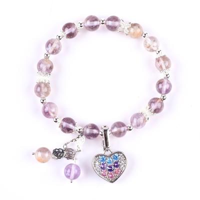 China Handmade DIY Lavender Azeztulite Natural Stone Bead Bracelet For Gift for sale