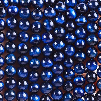 Chine 8 mm naturel bleu foncé oeil de tigre pierre précieuse de pierre de cristal perles pour la fabrication de bijoux à vendre