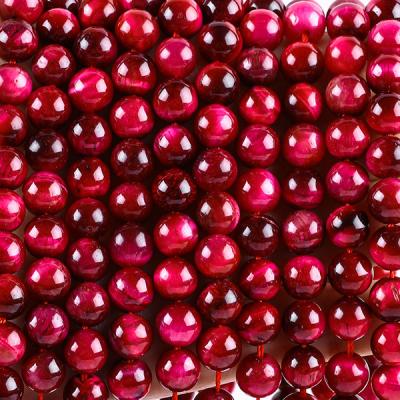 China 8mm Rose Red Tiger Eye Gemstone Healing Pink Crystal Stone Beads For Jewelry Making for sale