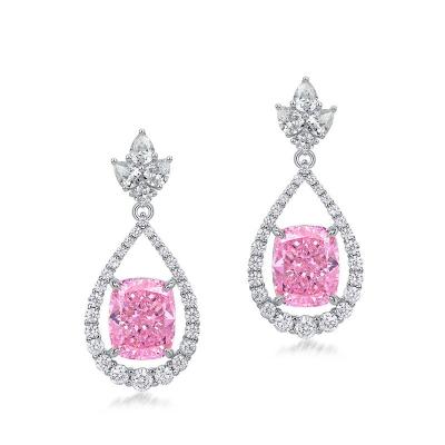 China Stylish 925 Sterling Silver Pink Gemstone Oval Halo Earrings for sale