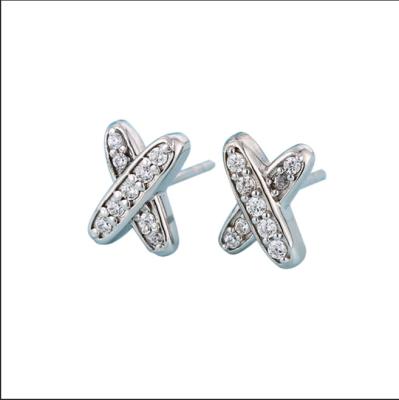 China X Shape 925 Moissanite Stud Earrings Sterling Silver Jewelry for sale
