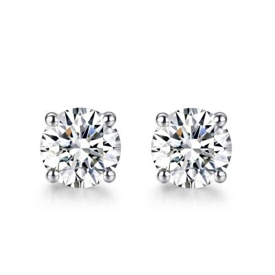China 18k Gold Moissanite Diamond Stud Earrings White Gold Support Customization for sale