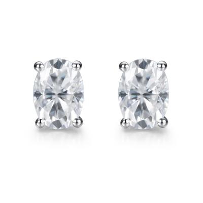 China 18k Gold Moissanite Diamond Oval Earrings Studs For Gift for sale