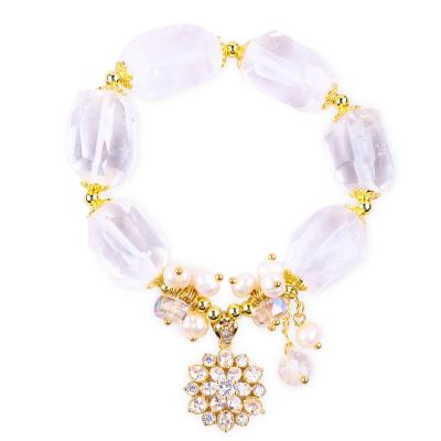 Chine Bracelet en pierre précieuse fait à la main Charmes réglables Bracelet en quartz clair Pierre naturelle bijoux en perle Pour les fêtes à vendre