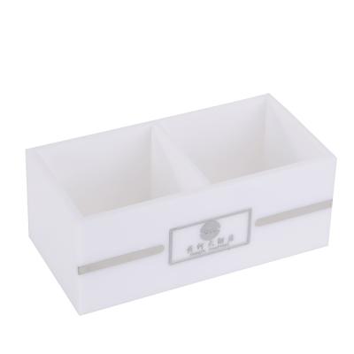China White acrylic with stainless stick tea box can hotel supply for sale