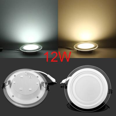 China HOME/HOTEL mode design 6W 12W 18W round LED panel light glass meterial energy saving down lights warm white for sale