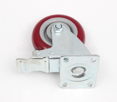 China Red Color Industrial Caster Wheels 4 Inch Ball Bearing Large Loading Capacity for sale