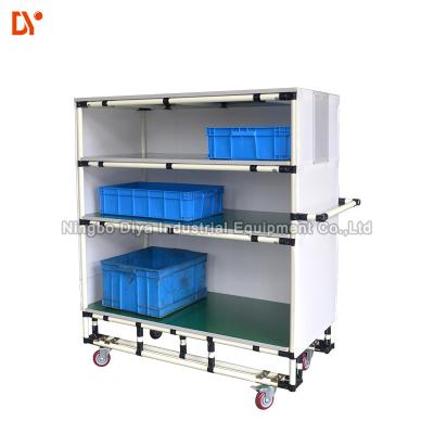 China Heavy Duty Industrial Handpush Tote Cart White Lean Pipe Trolley for sale