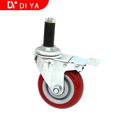 China Red 3 Inch Rubber Caster Wheels Static - Free / Universal Heavy Duty Caster Wheels for sale