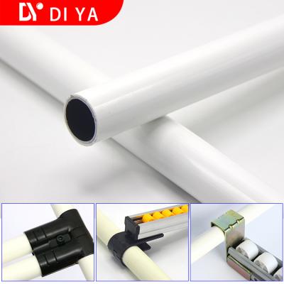 China OD 28mm Plastic Coated Lean Pipe Round Shape For Pipe Rack Beige Color for sale