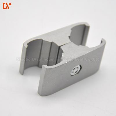 China OD28mm Lean Aluminum Pipe Connector Parallel Holder Sand Blasting for sale