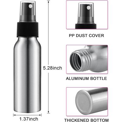 China Silver Black Aluminum Spray Bottle Portable Cosmetic Fine Mist Spray Bottles for sale