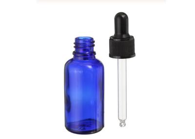 China Botellas de aceite esencial vacías azules de 30 ml con el empaquetado conveniente del dropper de cristal en venta