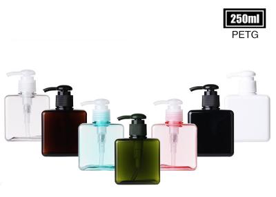 China Siete botellas cosméticas de la loción de las opciones, botella plástica material 250ml de la bomba de PETG en venta
