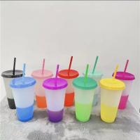 China Temperature Sense Gradient Drinking Cup 700ml 24oz Plastic With Straw And Lid for sale
