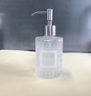 China Satin Frosted Metal Dispenser Pump Glass Bottle Refillable 250ml for sale