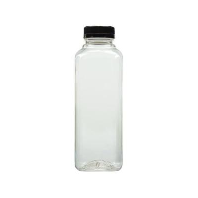 China 16oz Empty Square PET Plastic Beverage Bottle With Cap Transparent for sale