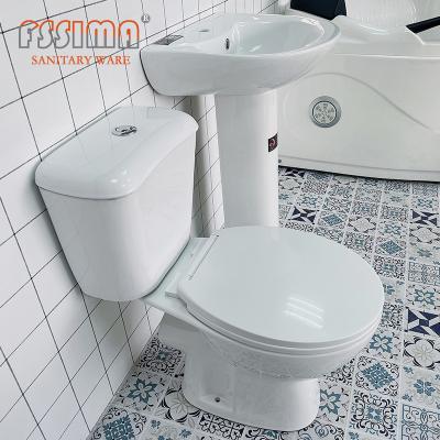 China French European Style Water Saving Sanitary Ware Two Piece Toilet With Basin for sale