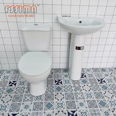 China France Classical Style Ceramic Sanitary Ware Water Saving Two Piece Toilets With Basin for sale