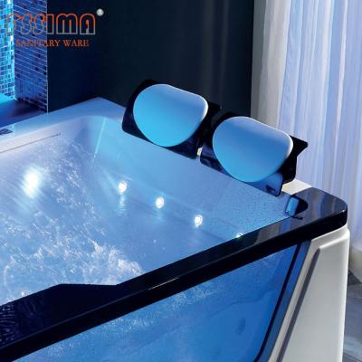China 1700*1300*680 Jacuzzi Waterfall Corner Whirlpool Bathtub For Two With LED Light for sale
