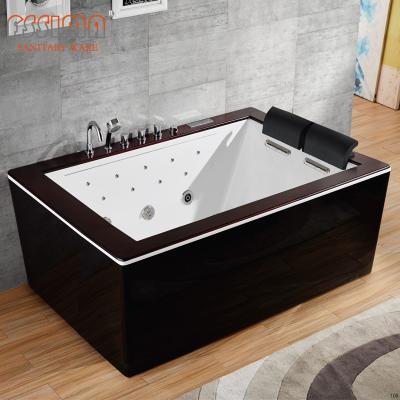 China 1800x700 Freestanding SPA Massage Bathtub Indoor 2 Person Black And White for sale