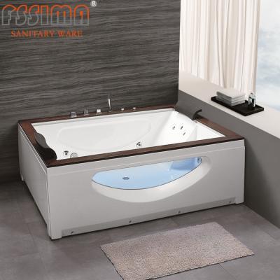 China 6 Foot Freestanding Jetted Bathtub With Heater 2 Person Air Lights Jetted for sale