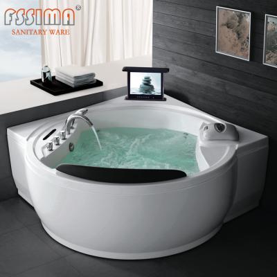 China Hotel SPA Massage Bathtub Corner Jetted 2 Person Jacuzzi Bathtub With Heater for sale