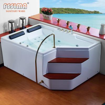 China 5.74FT 2 Person Freestanding Jacuzzi Tub With Jets Led Light Whirlpool for sale
