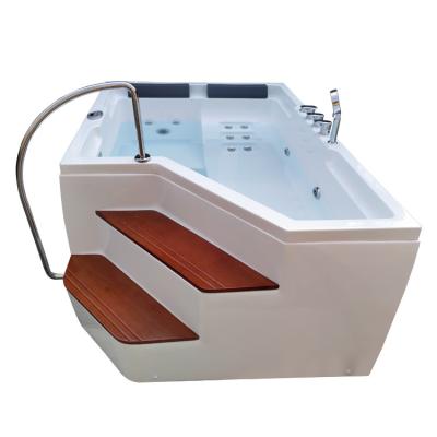 China Whirlpool Massage Hydrotherapy Corner Bathtub Hot Tub 2 Two Person With Stairs for sale