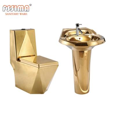 China S Trap Golden Conjoined Toilet Sanitary Wares Wc Ceramic Diamond for sale