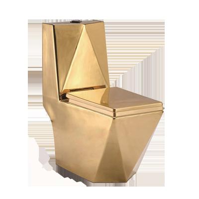 China Sanitary Ware Floor Stand Golden Conjoined Toilet Luxury Diamond Dual Flush for sale