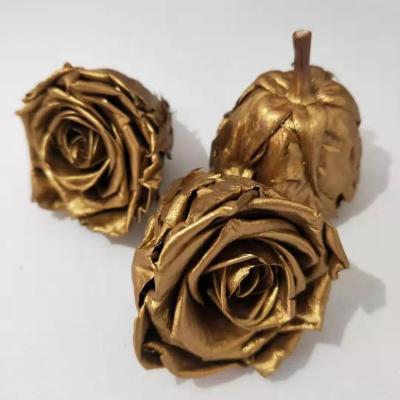 China Ecuador Roses Diy Preserved Rose Head Gold Covered Roses  rose  gold rose for sale