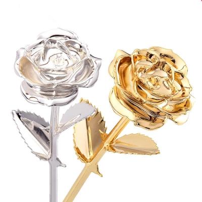 China 24k Gold Plated Real Rose Gold Foil Roes For Mother's Day Valentine's Day Gift for sale