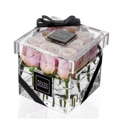 China Factory Price Clear Acrylic Box OEM/ODM Transparent Preserved Rose Acrylic Box With Drawer rose gift for sale