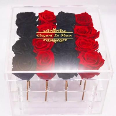 China Factory Price Clear Acrylic Box OEM/ODM Transparent Preserved Rose Acrylic Box With Drawer for sale