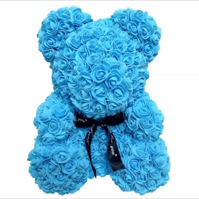China Teddy Bear with PE Roses Bouquet Flower  2020 New Models PE Flower Teddy Rose Bear Rose Flower  bear gift for sale