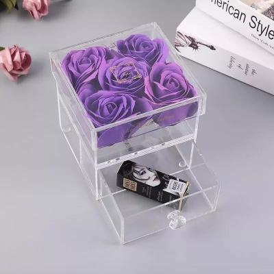 China Custom preserved roses acrylic clear acrylic display box with drawer for sale
