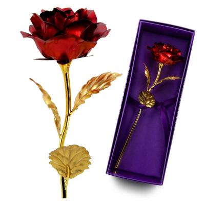 China Hot Sale 24k Gold Plated Rose Reasonable Price Luxury Gold Foil Rose For Girlfriend Gift for sale