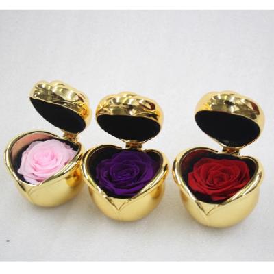 China Amazon Wholesale Gold Plated Color Metal Ring Box Stabilized Roses in Box for sale