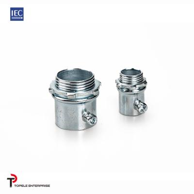 China 25mm 32mm IEC 61386 Emt Connector Set Screw Type Silver Zinc for sale
