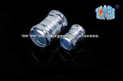 China Electrical Metallic Tubing Connector / Made Of 514B Zinc Plated Steel Compression Coupling / 1/2 In To 4 In for sale