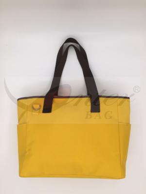 China Large Travel Tote Bags With Zipper Yellow Color 300D Polyester Material for sale
