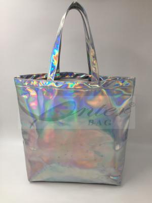 China Fashionable Silver Holographic Bag , Laser PU Hologram Shopper Bag Special Design for sale