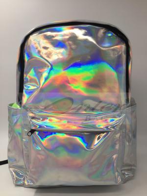 China Customized Logo Laptop Messenger Bags Laser PU Hologram Backpack PU Material for sale