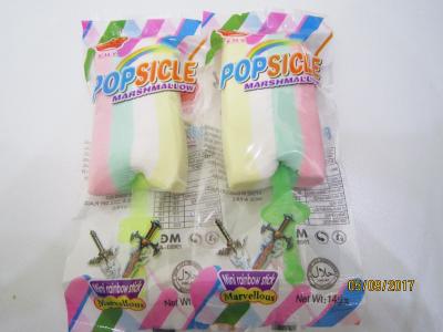 China 14g Popsicle Fruity Soft Candy Marshmallow With Mini Rainbow Stick for sale