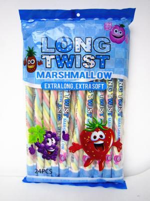 China Fruit Flavor Long Twisted Marshmallow Candy Bar Extra Long And Soft for sale