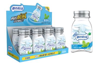 China OEM Candy Low Cal Fresh breath Vitamin C Sugar Free mint candy in Bottle pack Keep awake for sale