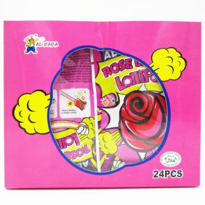 China Sweet candy Rose Shaped Lollipops With Fluorescence Stick And Popping Candy for sale