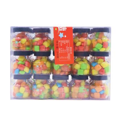 China Lucky Bubblegum Chewing Gum / Colorful Crispy Chewing Candy Packed In Jar for sale